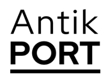 Logo AntikPORT černé na výšku